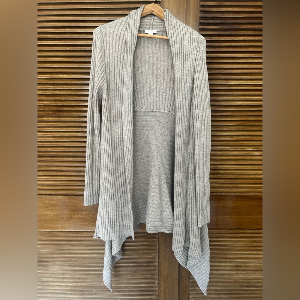 Garnet Hill, long cardigan, cotton angora blend